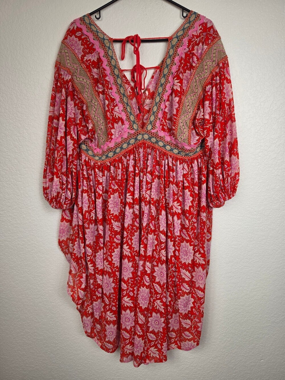 Free People Red Floral Boho Dress XS